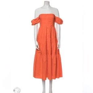 Staud square neck midi sleeveless/off the shoulder  dress